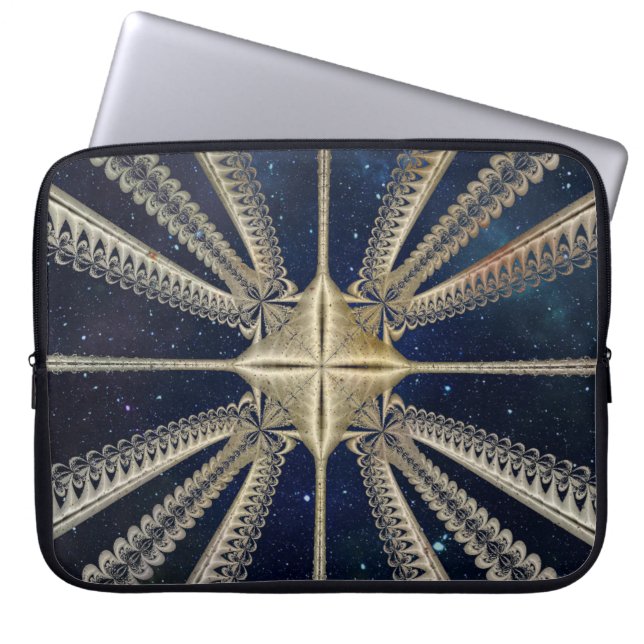 Golden Cosmic Chains Fractal laptophoes Laptop Sleeve (Voorkant)