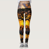 Golden Cosmic Watering Hole Sunset Leggings Tights (Voorkant)