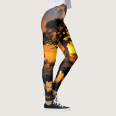 Golden Cosmic Watering Hole Sunset Leggings Tights (Rechts)