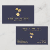 Golden Cotton Plant op Dusky Blue Visitekaartje (Voorkant / Achterkant)