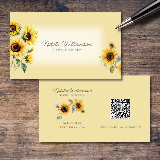 Golden Country Zonnebloemen QR Code Visitekaartje