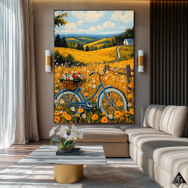 Golden Countryside Escape - Naïef Rural Bicycle Ar Poster