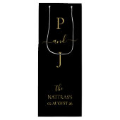 Golden Couple's Initialen Elegant Monogram Wijn Cadeautas (Voorkant)