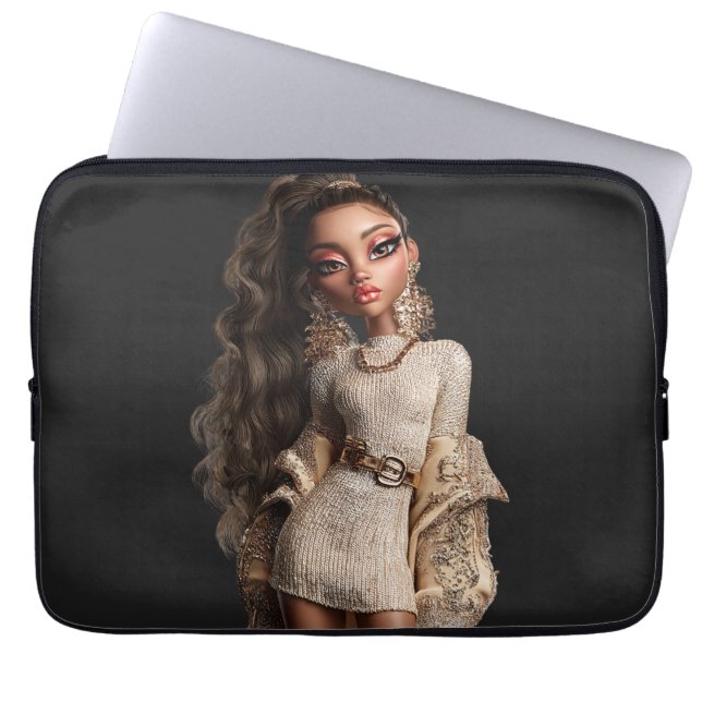 Golden Couture Portrait Laptop Sleeve (Voorkant)
