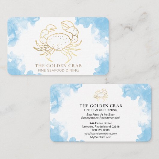 *~* Golden Crab Fine Dining by the Zee Beach Visitekaartje (Voorkant / Achterkant)