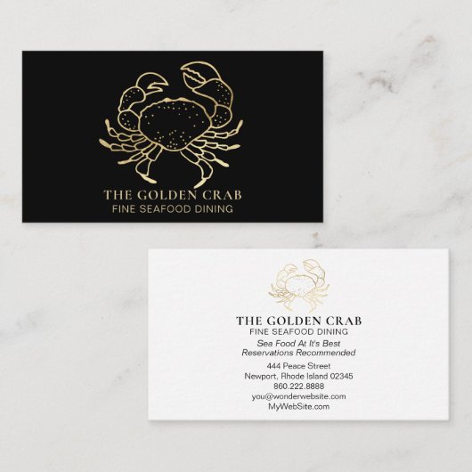 *~* Golden Crab Fine Dining by the Zee Black Visitekaartje (Voorkant / Achterkant)