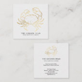 *~* Golden Crab Fine Dining by the Zee White Gold Vierkante Visitekaartje (Voorkant / Achterkant)