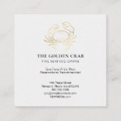 *~* Golden Crab Fine Dining by the Zee White Gold Vierkante Visitekaartje (Achterkant)