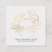 *~* Golden Crab Fine Dining by the Zee White Gold Vierkante Visitekaartje (Voorkant)