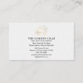 *~* Golden Crab Fine Dining by the Zee White Visitekaartje (Achterkant)