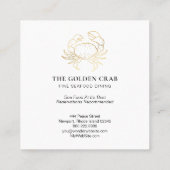 ** Golden Crab Gold Fine Dining beroemd gemaakt do Vierkante Visitekaartje (Achterkant)