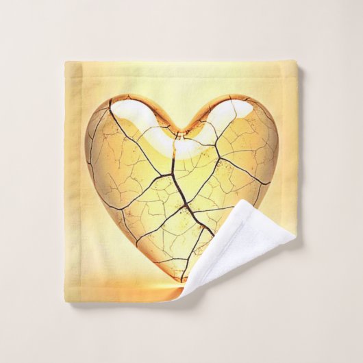 Golden Cracked Heart Art Bad Handdoek (Wasdoekje)