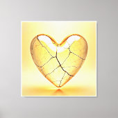 Golden Cracked Heart Art Canvas Afdruk (Voorkant)
