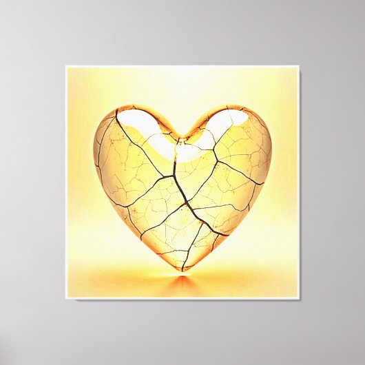 Golden Cracked Heart Art Canvas Afdruk (Voorkant)