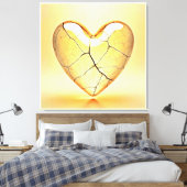 Golden Cracked Heart Art Canvas Afdruk (Insitu (Slaapkamer))