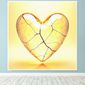 Golden Cracked Heart Art Canvas Afdruk (Insitu (Houten vloer))