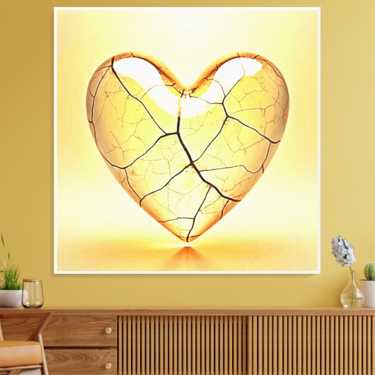 Golden Cracked Heart Art Canvas Afdruk (Insitu (Woonkamer))