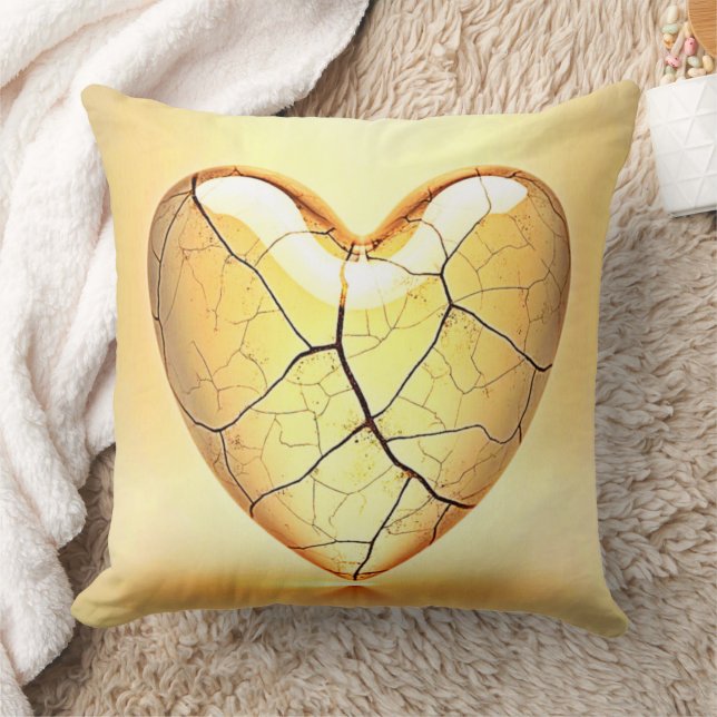 Golden Cracked Heart Art Kussen (Deken)