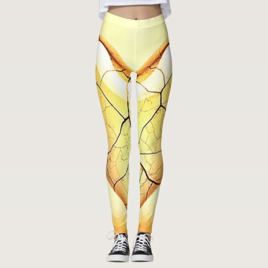 Golden Cracked Heart Art Leggings (Voorkant)