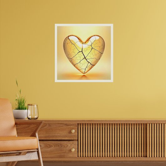 Golden Cracked Heart Art Poster (Woonkamer 2)