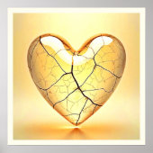 Golden Cracked Heart Art Poster (Voorkant)