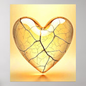 Golden Cracked Heart Art Poster (Voorkant)