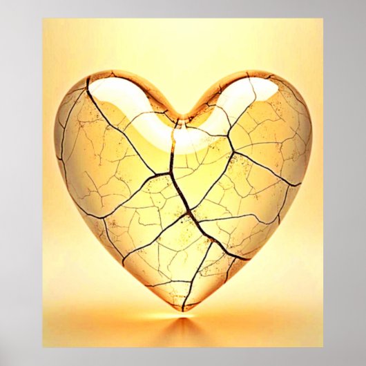 Golden Cracked Heart Art Poster (Voorkant)