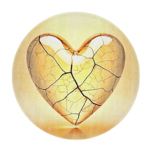 Golden Cracked Heart Art Snijplank (Voorkant)