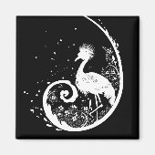 Golden Crane Silhouette Magneet (Voorkant)