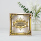 Golden Cream Elite Elegant Birthday Party Kaart (Staand voorkant)