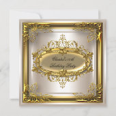 Golden Cream Elite Elegant Birthday Party Kaart (Voorkant)