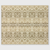 Golden Cream Floral Damask Cadeaupapier (Vlak)