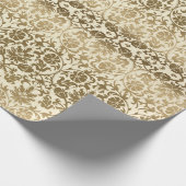 Golden Cream Floral Damask Cadeaupapier (Hoek)