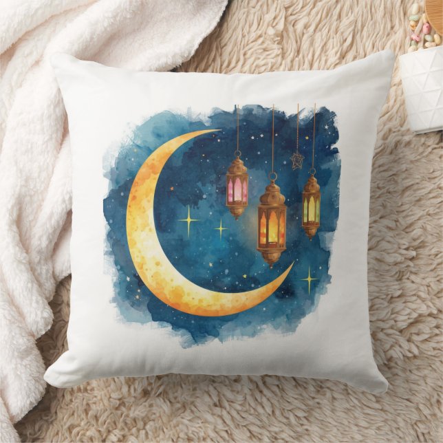 Golden Crescent & Lanterns Ramadan Pillow Kussen (Deken)