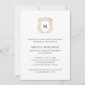 Golden Crest | Elegant Graduation Party Kaart (Voorkant)