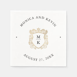 Golden Crest | Elegante zwart-witte bruiloft Servet