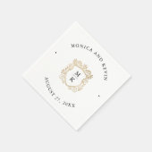 Golden Crest | Elegante zwart-witte bruiloft Servet (Hoek)