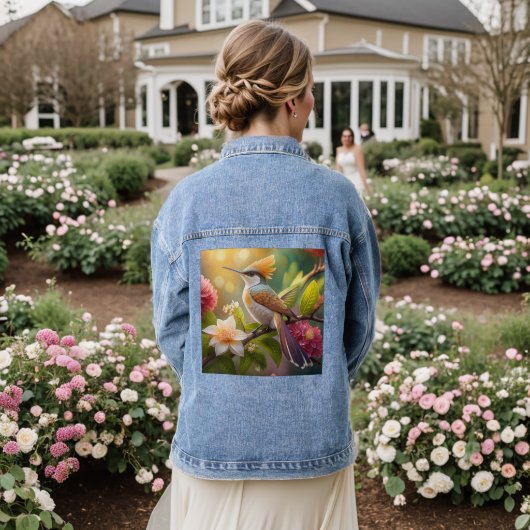Golden Crested Honeyater Fantasy Bird Denim Jacket (Huwelijk Achterkant)
