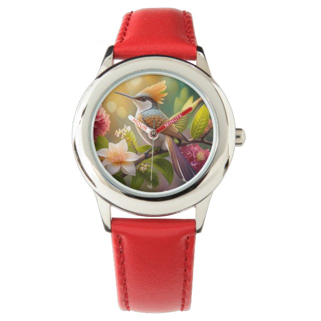 Golden Crested Honeyater Fantasy Bird Horloge (Voorkant)