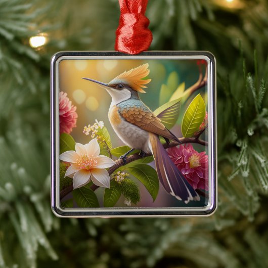 Golden Crested Honeyater Fantasy Bird Metalen Ornament (Boom)
