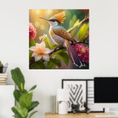 Golden Crested Honeyater Fantasy Bird Poster (Thuiskantoor)