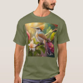 Golden Crested Honeyater Fantasy Bird T-shirt (Voorkant)