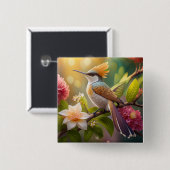 Golden Crested Honeyater Fantasy Bird Vierkante Button 5,1 Cm (Voorkant /achterkant)