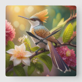 Golden Crested Honeyater Fantasy Bird Vierkante Klok (Voorkant)