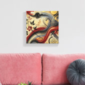 Golden Crimson Harmony Canvas Afdruk (Insitu (Woonkamer))