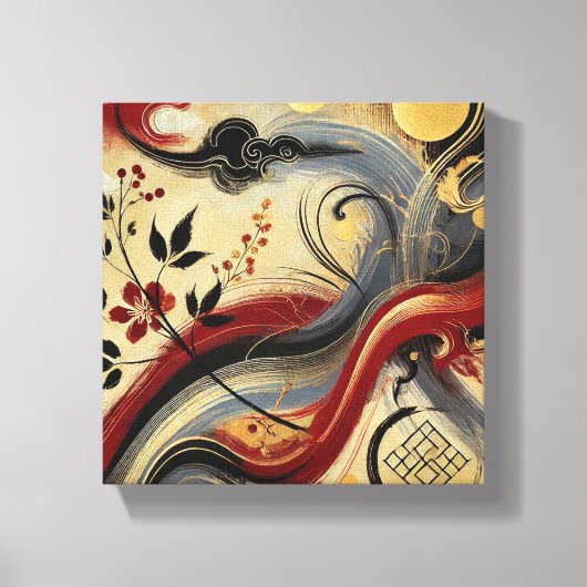 Golden Crimson Harmony Canvas Afdruk (Voorkant)
