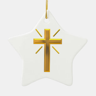Golden Cross 4 Keramisch Ornament