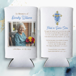 Golden Cross and Flowers Memorial Keepsake Seltzer Blikjeskoeler