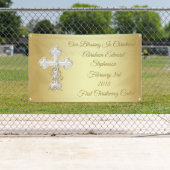 Golden Cross Christening Baptism Banner (Insitu)