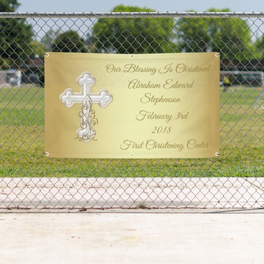 Golden Cross Christening Baptism Banner (Insitu)
